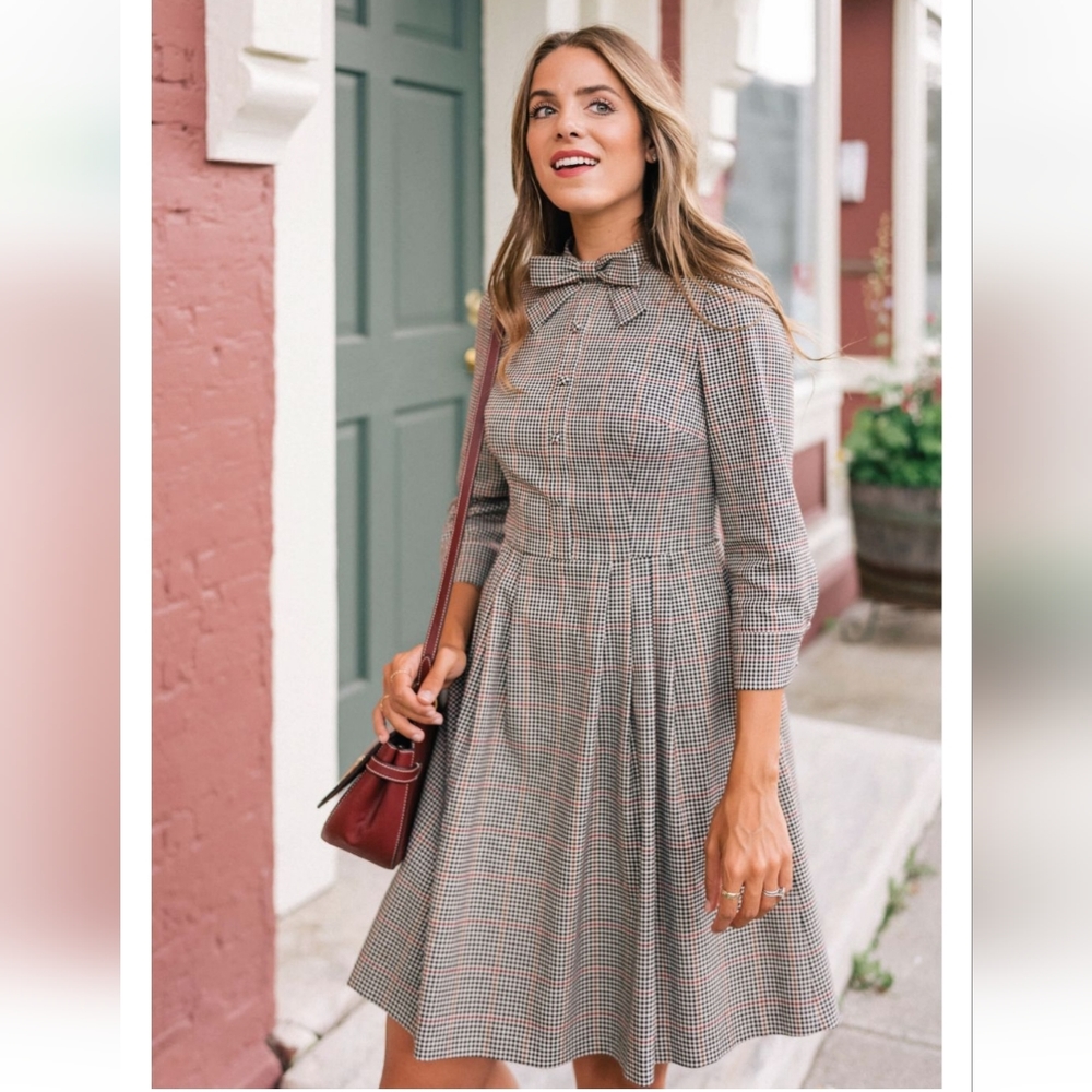Gal Meets Glam Blanche Dress Plaid Bow Size 2